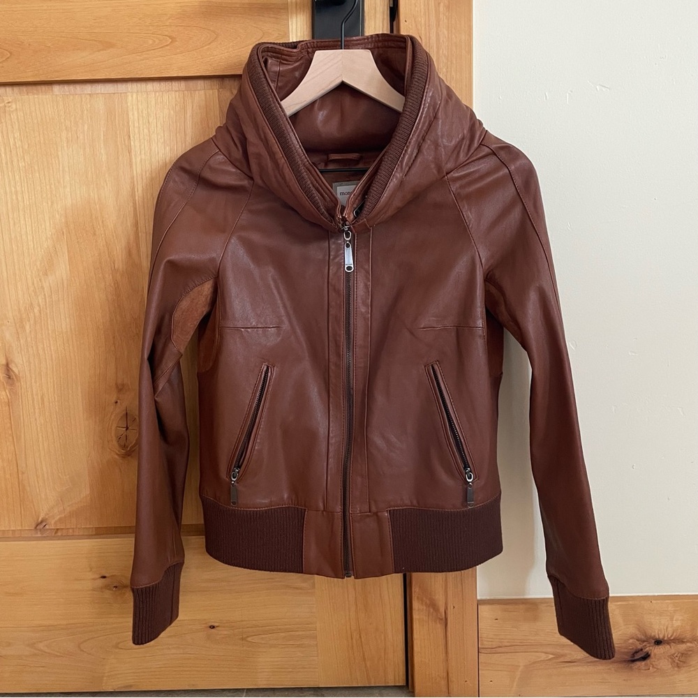 Chestnut Brown Genuine Leather Jacket from Poland (Monnari brand)- size 36